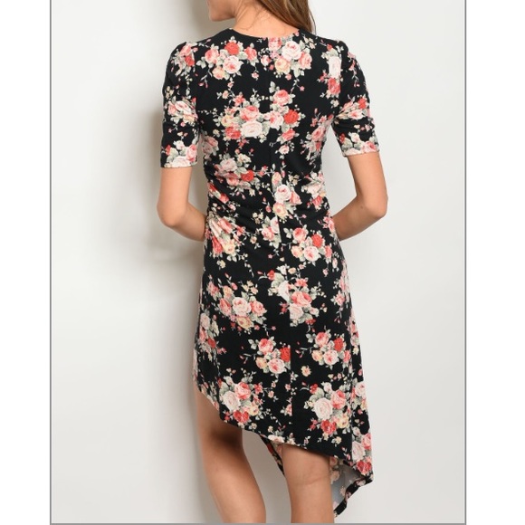 Floral print asymmetric bodycon dress - Picture 3 of 3